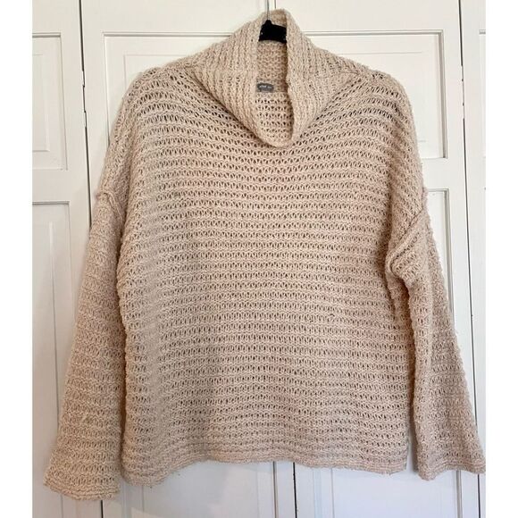 Aerie beige open knit wool blend cowl neck sweater size xs - Picture 8 of 9